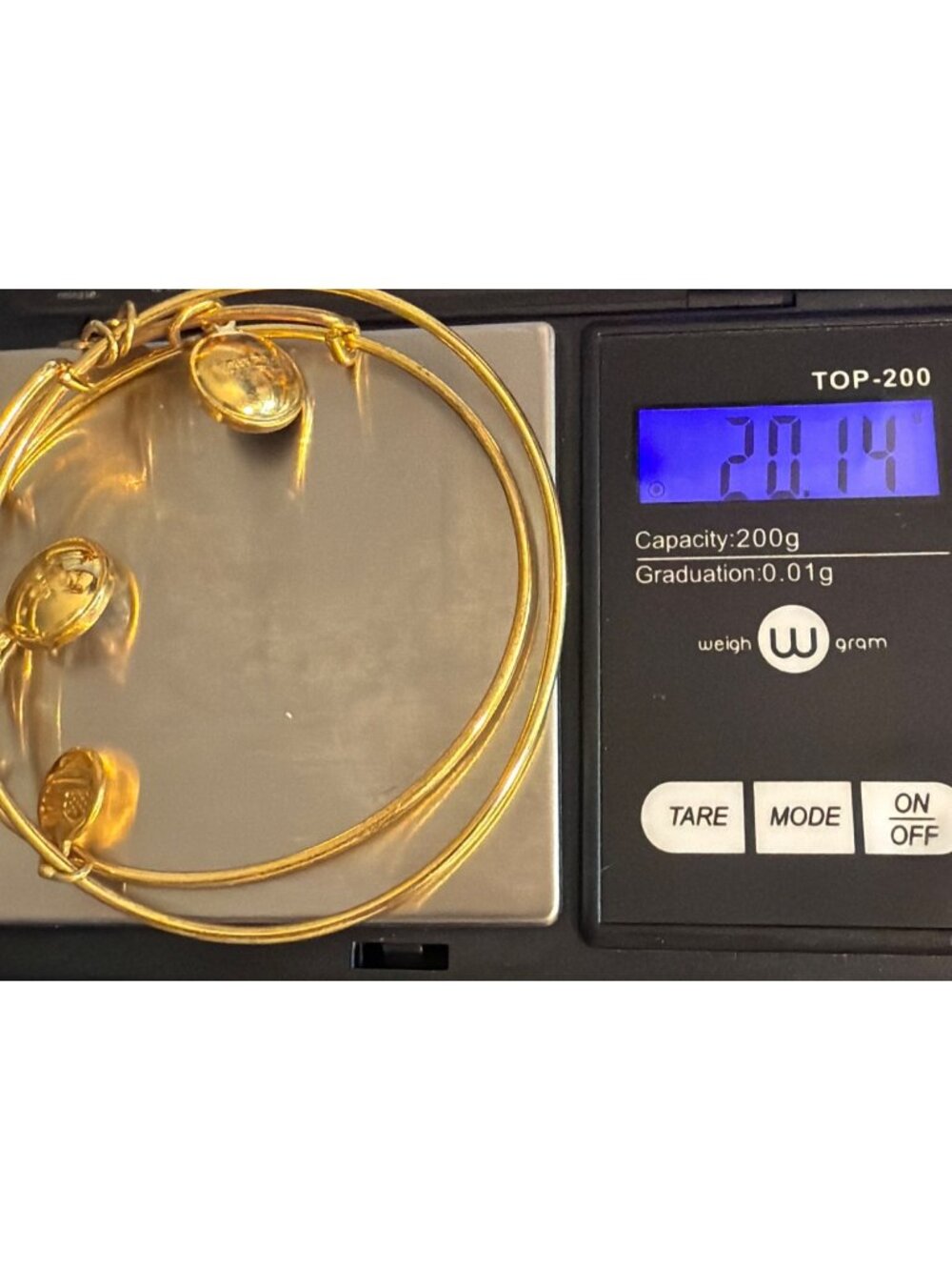 2 Alex And Ani Gold Tone Crystal Charm Bangle Bracelets Green Clear Crystal Adj - Picture 7 of 7